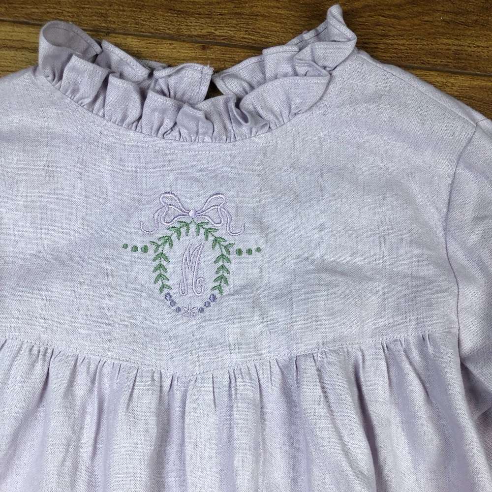 Hannah Kate Lavender Monogram M Floral Lavender Top Long Sleeve Shirt